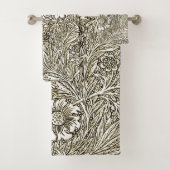 Ingewikkeld bloemontwerp in bruin en wit bad handdoek (Insitu)