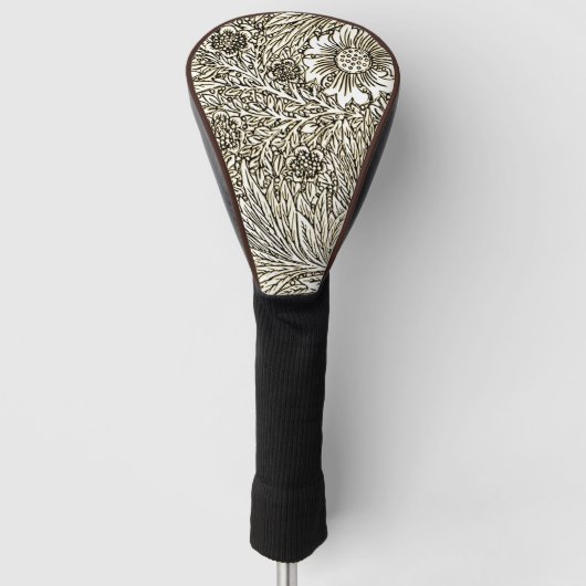 Ingewikkeld bloemontwerp in bruin en wit golfheadcover (Voorkant)