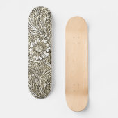 Ingewikkeld bloemontwerp in bruin en wit persoonlijk skateboard (Voorkant)