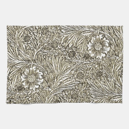 Ingewikkeld bloemontwerp in bruin en wit theedoek (Horizontaal)