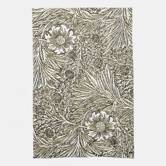 Ingewikkeld bloemontwerp in bruin en wit theedoek (Verticaal)