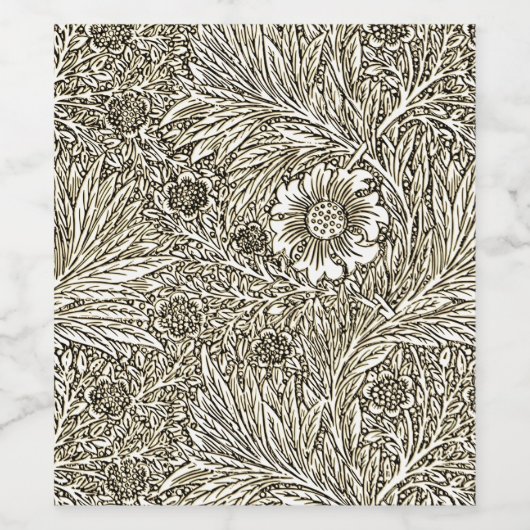 Ingewikkeld bloemontwerp in bruin en wit wijn etiket (Enkel label)