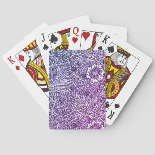 Ingewikkeld bloemontwerp in Paarse tinten en wit Pokerkaarten