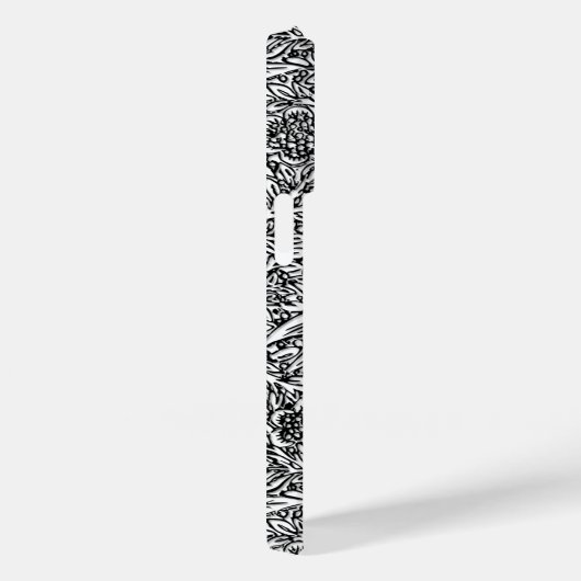 Ingewikkeld bloemontwerp in zwart-wit Case-Mate iPhone case (Achterkant / Rechts)
