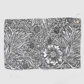 Ingewikkeld bloemontwerp in zwart-wit golfhanddoek (Horizontaal)
