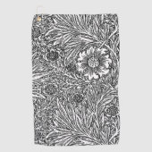 Ingewikkeld bloemontwerp in zwart-wit golfhanddoek (Voorkant)