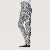 Ingewikkeld bloemontwerp in zwart-wit leggings (Links)