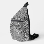 Ingewikkeld bloemontwerp in zwart-wit sling bag (Rechterhoek)