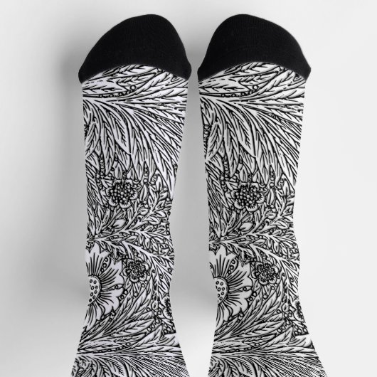 Ingewikkeld bloemontwerp in zwart-wit sokken (Top)