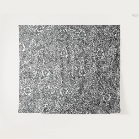 Ingewikkeld bloemontwerp in zwart-wit wandkleed (Voorkant (horizontaal))