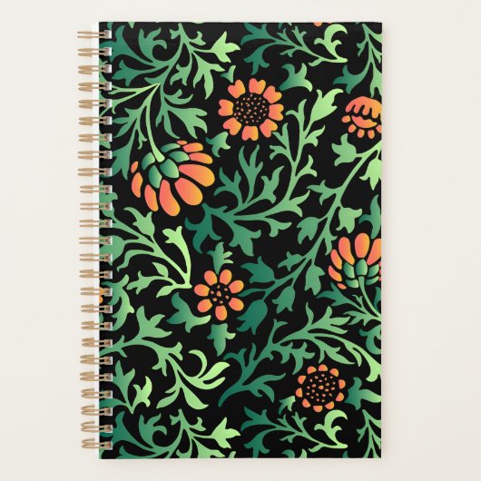 Ingewikkeld bloempatroon met groene bladeren planner (Voorkant)