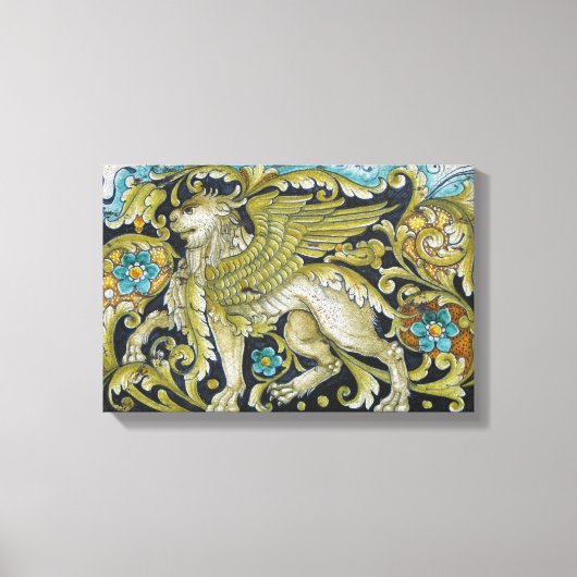 Ingewikkeld Canvas—Deruta Tegel Lion Canvas Afdruk (Voorkant)