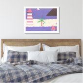 Ingewikkeld Canvas met vuurtoren en zeilboot Scene (Insitu (Slaapkamer))