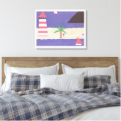 Ingewikkeld Canvas met vuurtoren en zeilboot Scene Afdruk (Insitu (Slaapkamer))