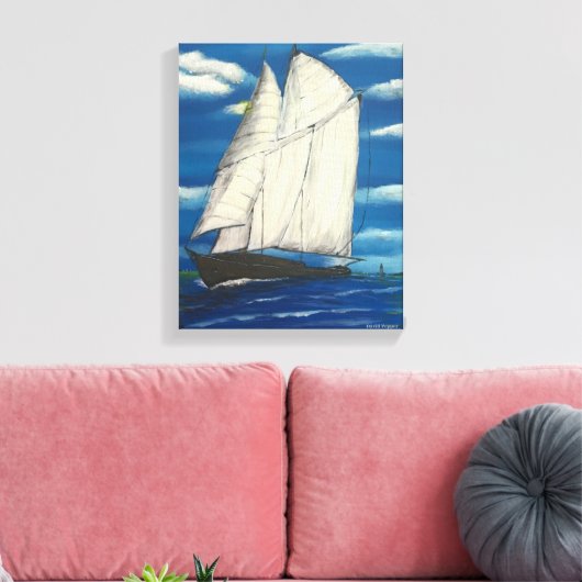 Ingewikkeld Canvas met zeilboot (Insitu (Woonkamer))