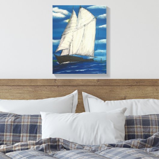 Ingewikkeld Canvas met zeilboot (Insitu (Slaapkamer))