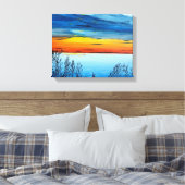 Ingewikkeld Canvas Print met zonsondergang (Insitu (Slaapkamer))