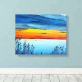 Ingewikkeld Canvas Print met zonsondergang (Insitu (Houten vloer))
