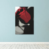Ingewikkeld Canvas Print - Single Red Rose (Insitu (Houten vloer))