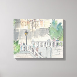 Ingewikkeld Canvas "Waterverf Schets/Chateau van B Afdruk