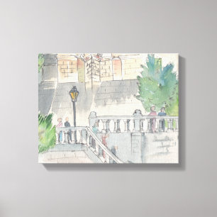 Ingewikkeld Canvas "Waterverf Schets/Chateau van B Afdruk