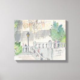 Ingewikkeld Canvas "Waterverf Schets/Chateau van B Afdruk