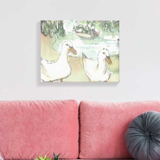 Ingewikkeld Canvas "Waterverf Sketch/Ducks Paris" (Insitu (Woonkamer))