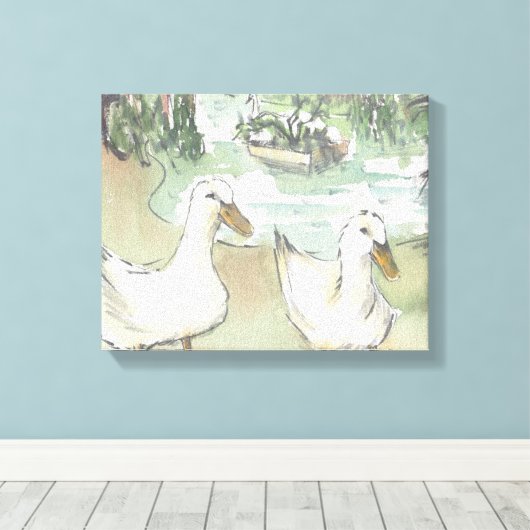 Ingewikkeld Canvas "Waterverf Sketch/Ducks Paris" (Insitu (Houten vloer))