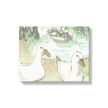 Ingewikkeld Canvas "Waterverf Sketch/Ducks Paris"