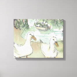 Ingewikkeld Canvas "Waterverf Sketch/Ducks Paris"