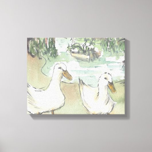 Ingewikkeld Canvas "Waterverf Sketch/Ducks Paris" (Voorkant)