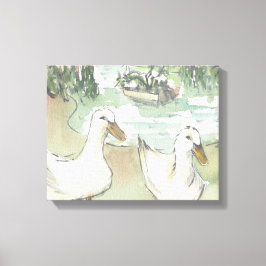 Ingewikkeld Canvas "Waterverf Sketch/Ducks Paris" Afdruk