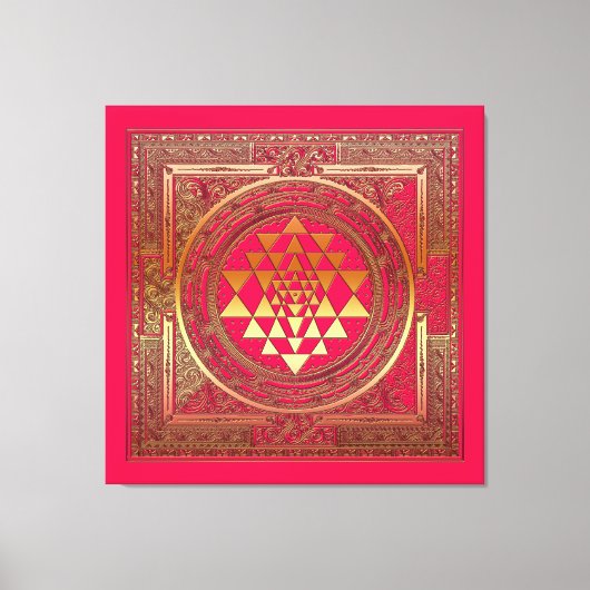 Ingewikkeld Canvas Yantra Mandala India Goud Roze  (Voorkant)