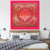 Ingewikkeld Canvas Yantra Mandala India Goud Roze  (Insitu (Slaapkamer))