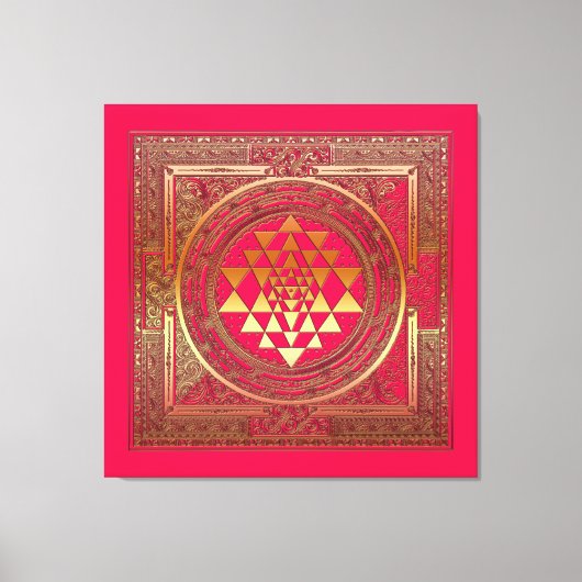 Ingewikkeld Canvas Yantra Mandala India Goud Roze  (Voorkant)