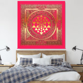 Ingewikkeld Canvas Yantra Mandala India Goud Roze  (Insitu (Slaapkamer))