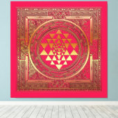Ingewikkeld Canvas Yantra Mandala India Goud Roze  (Insitu (Houten vloer))