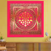Ingewikkeld Canvas Yantra Mandala India Goud Roze  (Insitu (Woonkamer))