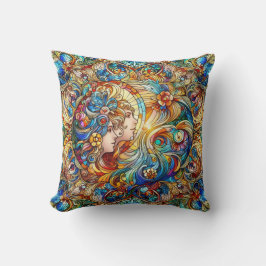 Ingewikkeld en kleurrijk Glas in lood Kussen