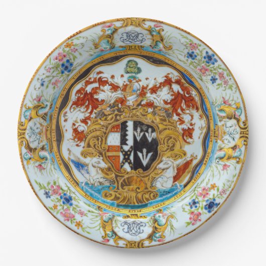 Ingewikkeld Fijn dineren Bruiloft Diner Coat of Ar Papieren Bordje (Voorkant)