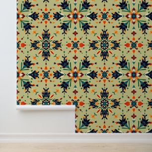 Ingewikkeld Floral Mandala Patroon in Earth Tones Behang