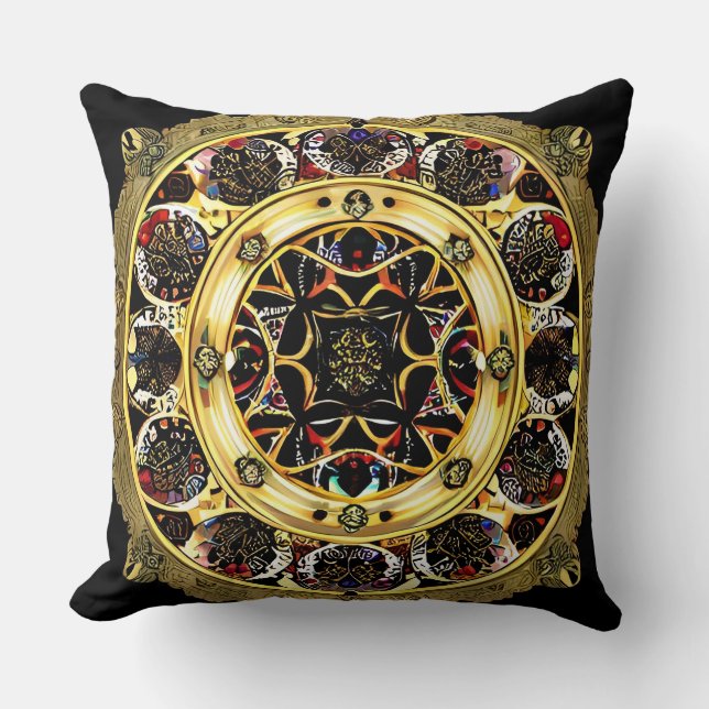 Ingewikkeld gedetailleerde mandala met levendige k kussen (Voorkant)