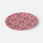 ingewikkeld geometrisch patroon in roze en paarse  papieren bordje (Gekanteld)