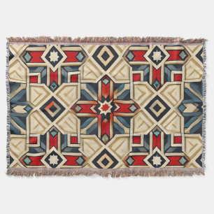 Ingewikkeld geometrisch patroon met felle kleuren deken