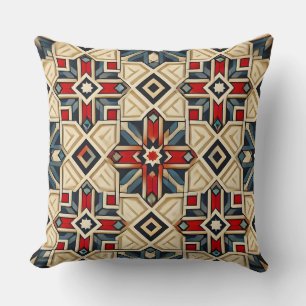 Ingewikkeld geometrisch patroon met felle kleuren kussen