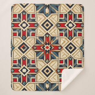 Ingewikkeld geometrisch patroon met felle kleuren sherpa deken