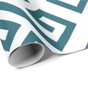 Ingewikkeld geometrisch patroon met turquoise Grie Cadeaupapier