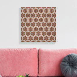 Ingewikkeld geometrisch sterrenpatroon in aardetin canvas afdruk