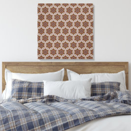 Ingewikkeld geometrisch sterrenpatroon in aardetin canvas afdruk