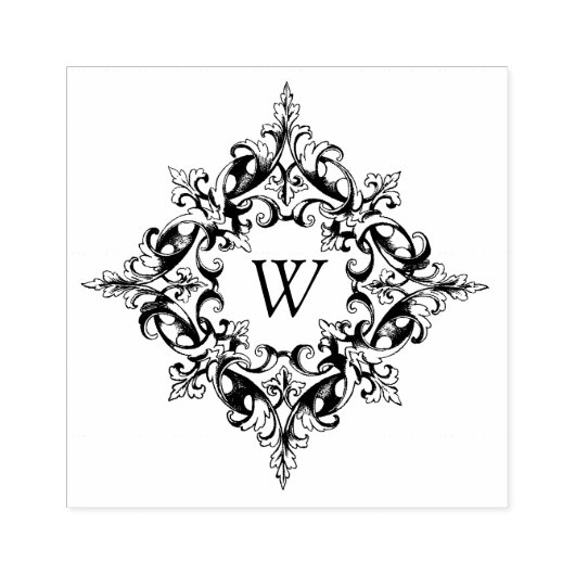 Ingewikkeld geschoven Lijst met aangepaste monogra Rubberstempel (Afrduk)